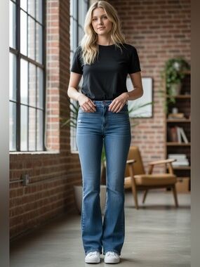 PAIGE Medium Blue Flare Jeans North Star 26
